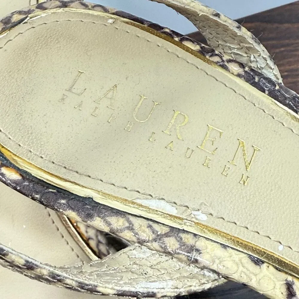 Lauren Ralph Lauren Kadie 4” snake skin ankle wrap heel size 7 1/2